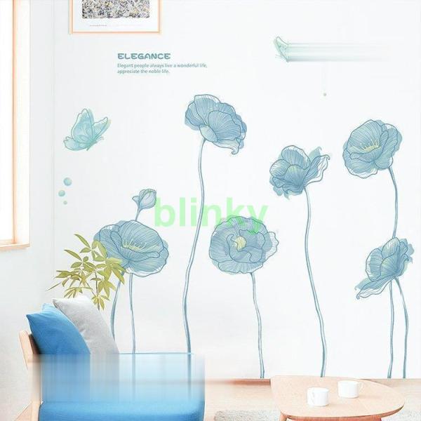 インテリア 雑貨 ウォールステッカー ルームデコ 壁紙デコ 壁紙シール 花 蝶々 上品 手書き風 大...