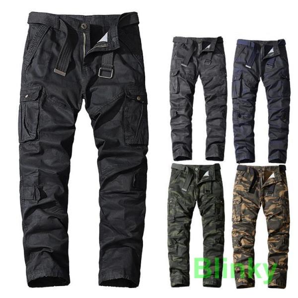 カーゴパンツ 秋 メンズ 迷彩柄 ズボン ワークパンツ ロング丈 ゆったり カジュアル かっこいい ...