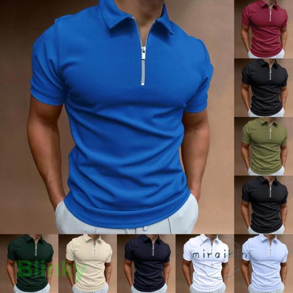 ポロシャツ メンズ 半袖 ゴルフシャツ tシャツ POLOシャツ ユニフォーム ハーフジップ ゴルフ...