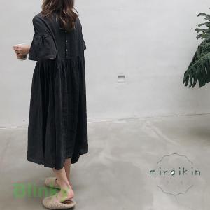 リネンワンピース 半袖 ワンピース ロング 夏...の詳細画像4