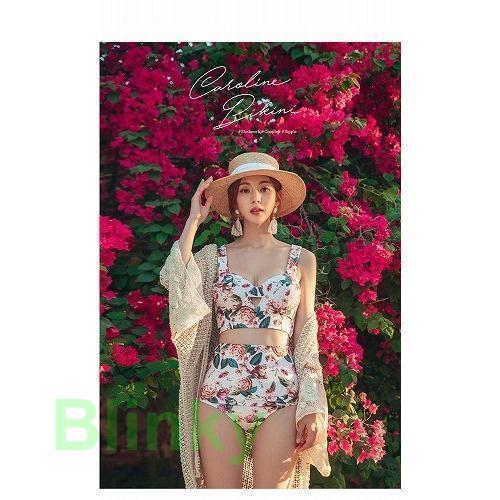 水着レディース タンキニ ビスチェビキニ ハイウエスト 花柄 体型カバー ママ水着 リゾート 旅行 ...