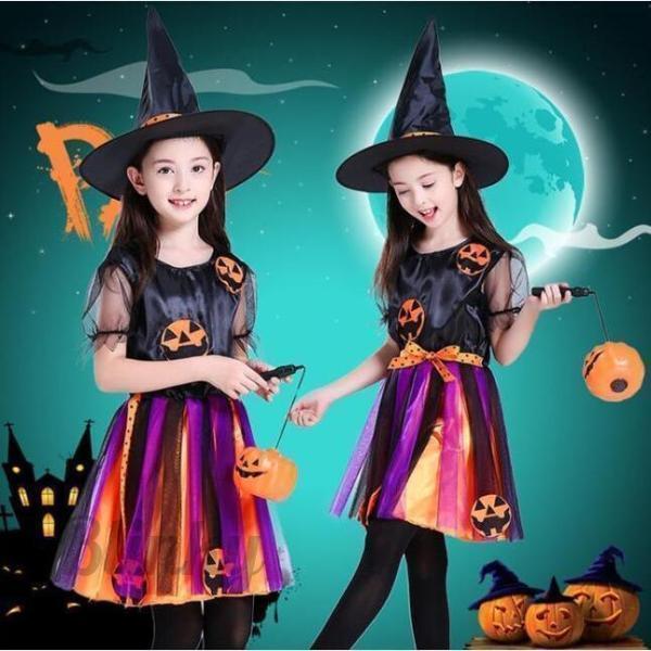 ハロウィン コスプレ ハロウイン コスチューム キッズ 女の子 衣装 魔女 子供 コスプレ キッズ ...