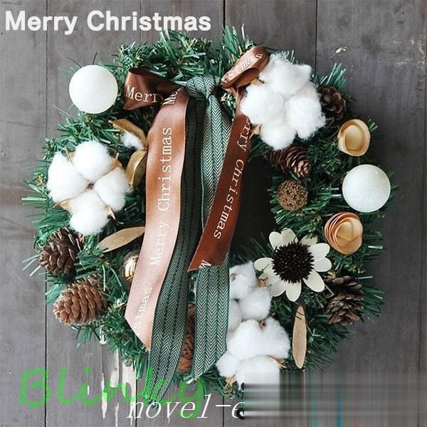 クリスマスリース 松かさ クリスマス 30cm 北欧風 手作り クリスマス用玄関飾り 壁掛け お祝い...