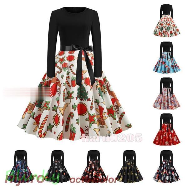 クリスマス 衣装 ワンピース レディース 変装 仮装 サンタクロース 雪柄  ガールズ Xmas  ...