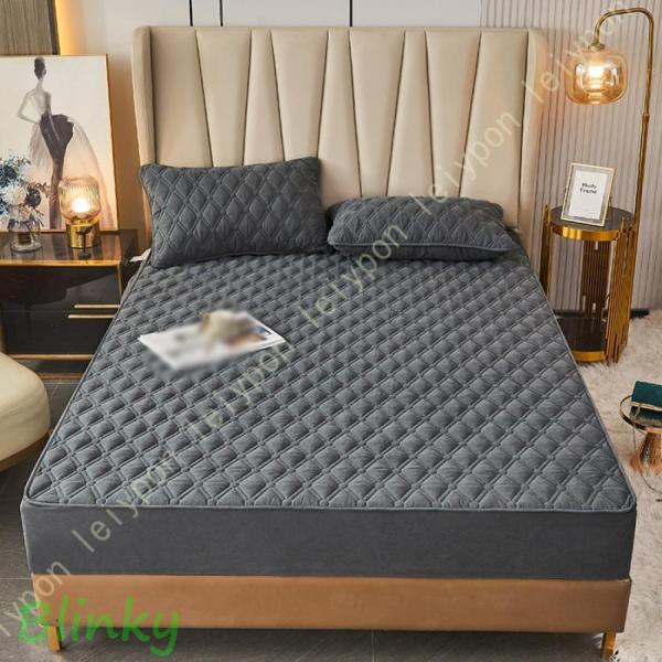 ベッドシーツ パッド一体型ボックスシーツ ファミリーサイズ 通年使える ホコリ出ない マットレスパッ...