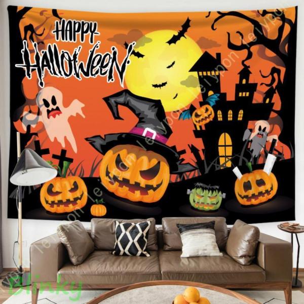 タペストリー ハロウィン イベント パーティー 黒猫 かぼちゃ 装飾 月 ホラー 魔女 パンプキン ...