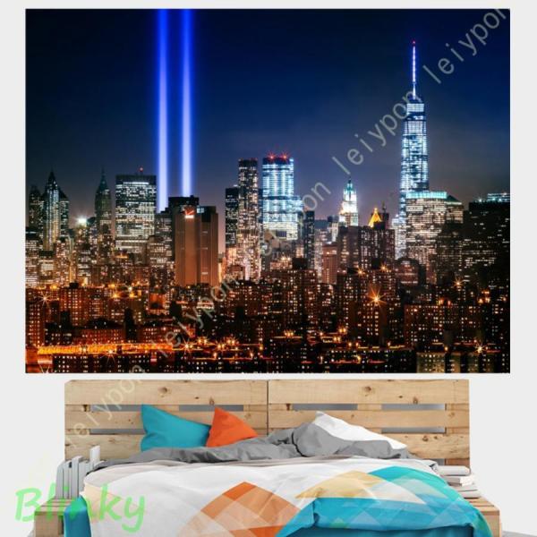 タペストリー 夜景タペストリー 大判 布ポスター 海浜都市 町 多機能 モダン ウォッシャブル おし...