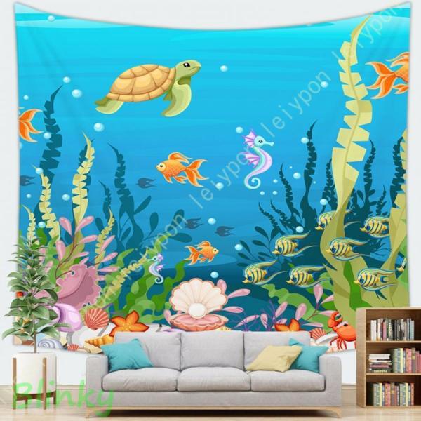壁掛けタペストリー 海底世界 イルカ おしゃれな壁掛け 動物 ホーム飾り インテリア モダンなアート...