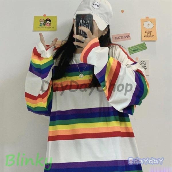 Tシャツ レディース タイダイ柄 長袖 秋 ゆるい トップス ファッション 原宿系 BF風 ヒップホ...