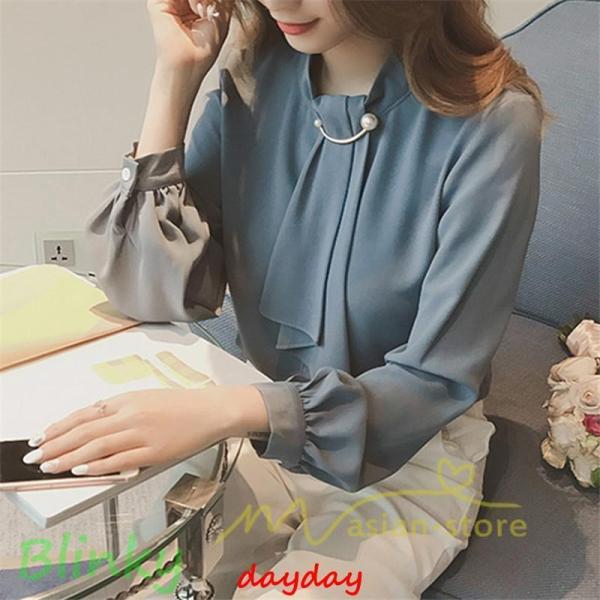 長袖ブラウス レディース 秋物 シャツレディース ブラウスシャツ オフィス シフォンブラウス 30代...