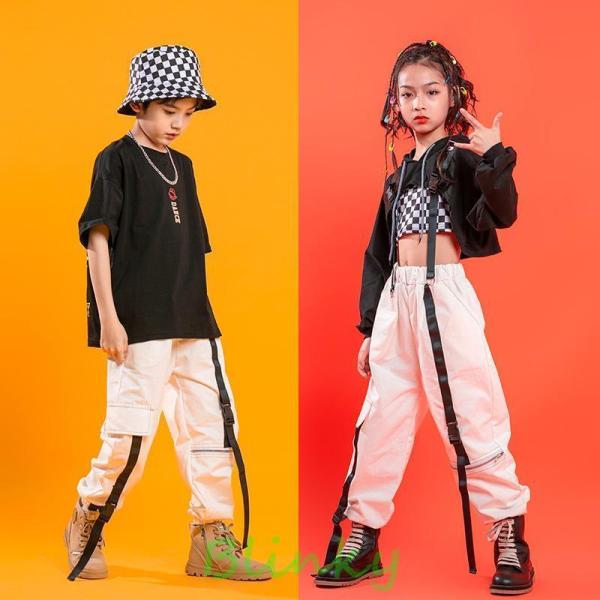 ダンス衣装 ヒップホップ 韓国子供服 HIPHOP 女の子 男の子 2点セット キッズダンス衣装 チ...