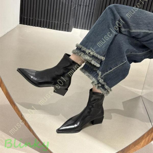 ショートブーツ レディース ブーツ ショート 黒 アンクルブーツ カジュアルブーツ 厚底 太ヒール ...