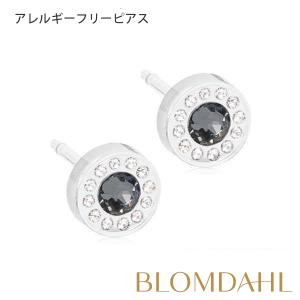 ピアス アレルギー対応 プラスチック 6mm ブリリアンスハロー クリスタル/ブラックダイヤモンド レディース 15-0163-62｜blomdahljapan