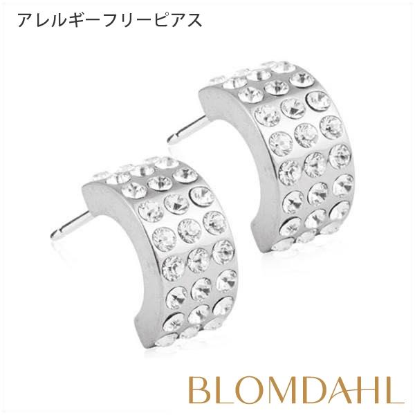 ピアス アレルギー対応 純チタン シルバー グランドブリリアンスカーブ 10mm クリスタル レディ...