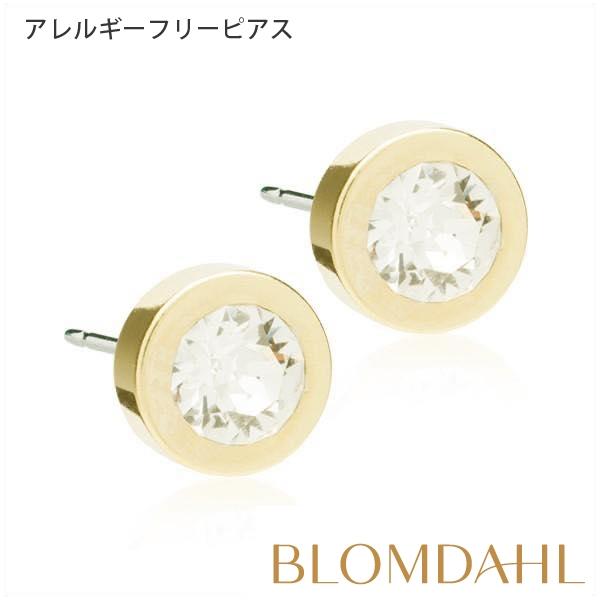 ピアス アレルギー対応 純チタン ゴールド グランドべゼル 8mm クリスタル レディース 15-1...
