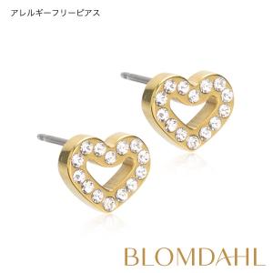 ピアス アレルギー対応 純チタン ゴールド 8mm ブリリアンスハート クリスタル 15-13121-01｜blomdahljapan