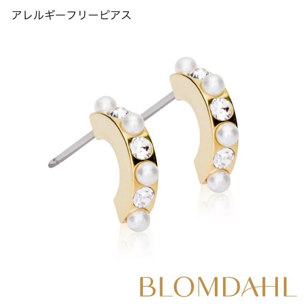 ピアス アレルギー対応 純チタン ゴールド 10mm ペンダント ミックスドカーブ レディース 15...