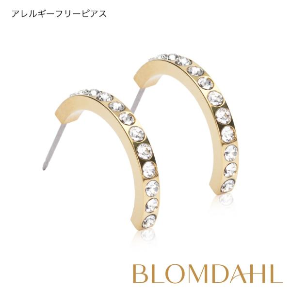 ピアス アレルギー対応 純チタン ゴールド 20mm ブリリアンスカーブ クリスタル  15-131...