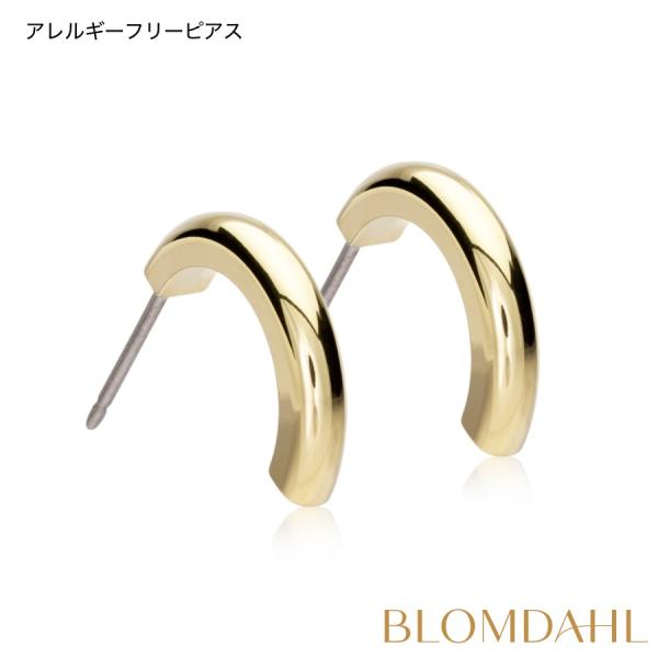 ピアス アレルギー対応 純チタン  ゴールド 15mm ペンダントラウンドカーブ レディース 15-...