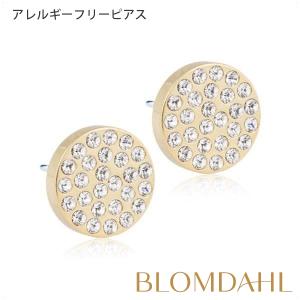 ピアス アレルギー対応 純チタン ゴールド ブリリアンスプリナリー 10mm クリスタル レディース 15-1366-01｜blomdahljapan