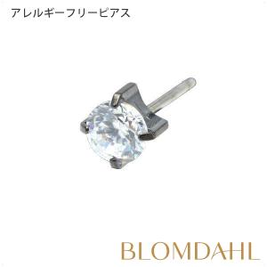 ピアス アレルギー対応 純チタン ブラック 立爪 5mm キュービックジルコニア レディース 15-1504-30｜blomdahljapan