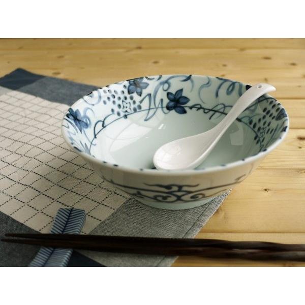 美濃焼和食器 染付つた絵　63ラーメン鉢(径19.5x高7cm)