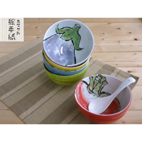 美濃焼和食器 やさい柄の絵手紙小どんぶり５柄セット　かぶ かぼちゃ だいこん パプリカ なす