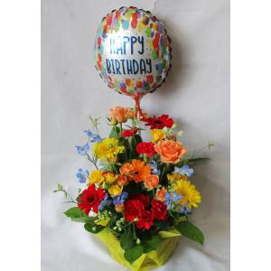 バルーンフラワー　お花が豪華な”happy birthday”送料無料！