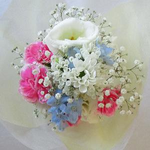 花束そのまま飾れるブーケ　白・ピンク・ブルー　【お供え】 仏花