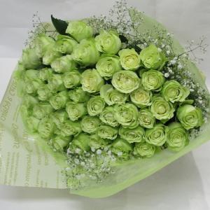 バラの花束/緑のバラ グリーンローズ花束 : フラワーギフト ブルー