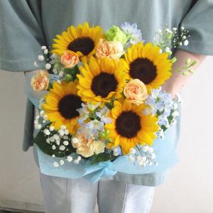 ひまわりとデルフィニウムの夏色アレンジ【ヒマワ...の詳細画像2