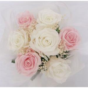 プリザーブドフラワーブーケ/白バララウンドブーケ（グリーン