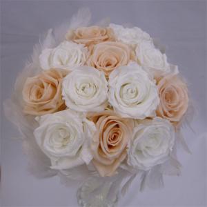 プリザーブドフラワーブーケ/白バララウンドブーケ（グリーン