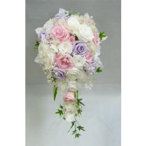 プリザーブドフラワーブーケ 白 ピンク 淡いパープルバラ パールのキャスケード Fyrljuset Org