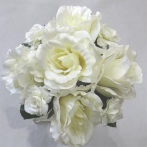 アートフラワー〔造花〕ブーケ/ブートニア 白バラ＆ブルースター