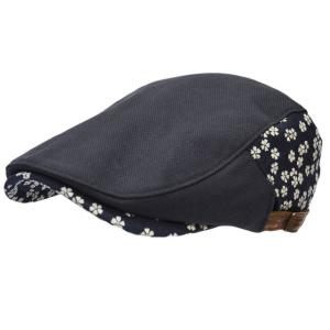 ハンチング メンズ   帽子 和柄 桜(ブラック) オリジナル 和風 和 春夏 秋冬 ちょいワル 大人 男性用