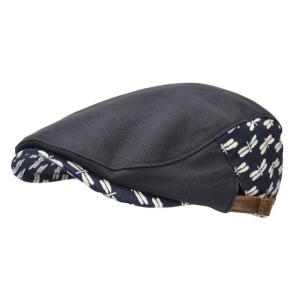 ハンチング メンズ   帽子 和柄 トンボ (ブラック) オリジナル 和風 和 春夏 秋冬 ちょいワ...