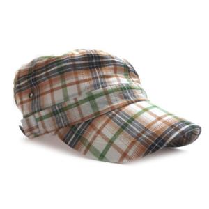 ワークキャップ メンズ   帽子 SSチェック ボタン付き(オレンジ/カーキ) レディース ワークキ...