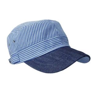 ワークキャップ メンズ   帽子 ヒッコリ＆デニムHL(ブルー) レディース ワークキャップ 春夏 ...