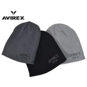 AVIREX ロゴ刺繍 ニット帽 リブ メンズ...の詳細画像1
