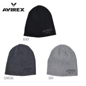 AVIREX ロゴ刺繍 ニット帽 リブ メンズ...の詳細画像2