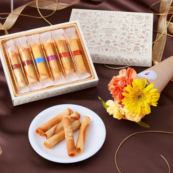 花 お菓子 お花 スイーツ ギフト 誕生日 ゴンチャロフ お花4本ブーケ付き ロールクッキー 焼き菓...