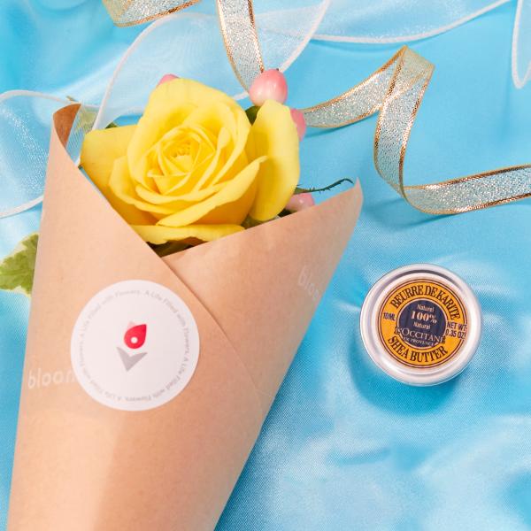 お花 ギフト クリスマス 誕生日 ロクシタン シアバター10ml  お花付き プレゼント プチギフト...