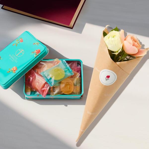 お花 スイーツ ギフト クリスマス 誕生日 銀座千疋屋 ゼリー 詰め合わせ お花4本ブーケ付き お菓...