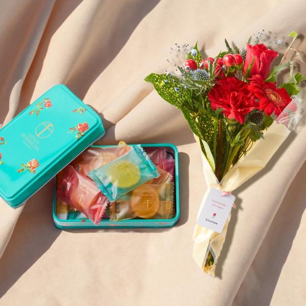 お花 スイーツ ギフト クリスマス 誕生日 銀座千疋屋 ゼリー 詰め合わせ お花8本ブーケ付き お菓...