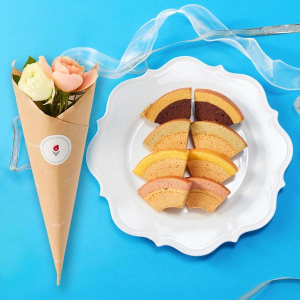 お花 スイーツ ギフト クリスマス 誕生日 銀座千疋屋銀座フルーツクーヘンとお花4本プラン 花 ギフ...