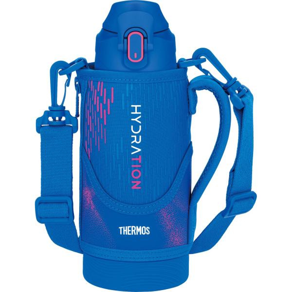 サーモス 水筒 真空断熱スポーツボトル 800ml ブルーピンク 保冷専用 子供用 ポーチ付き 肩に...