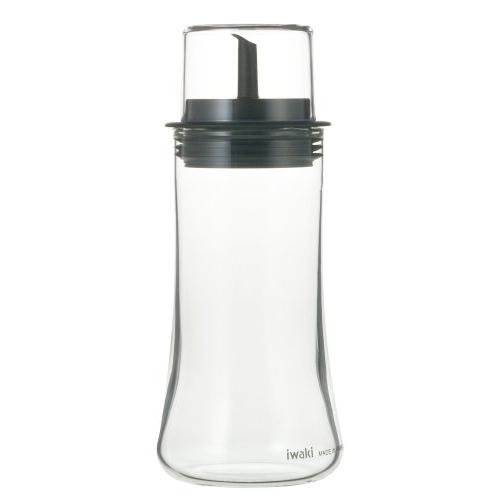 iwaki(イワキ) 耐熱ガラス 調味料入れ 醤油差し 液だれしない ブラック M 160ml フタ...