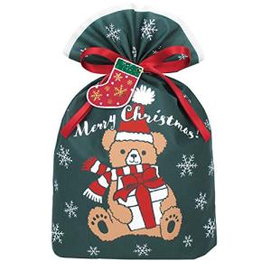 インディゴ クリスマス ラッピング袋 グリーティングバッグL ギフトベア ダークグリーン ミニカード付 XG270