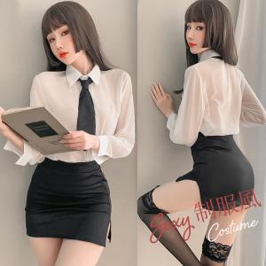 コスプレ 大人可愛い セクシー OL風 ネクタイ シースルー